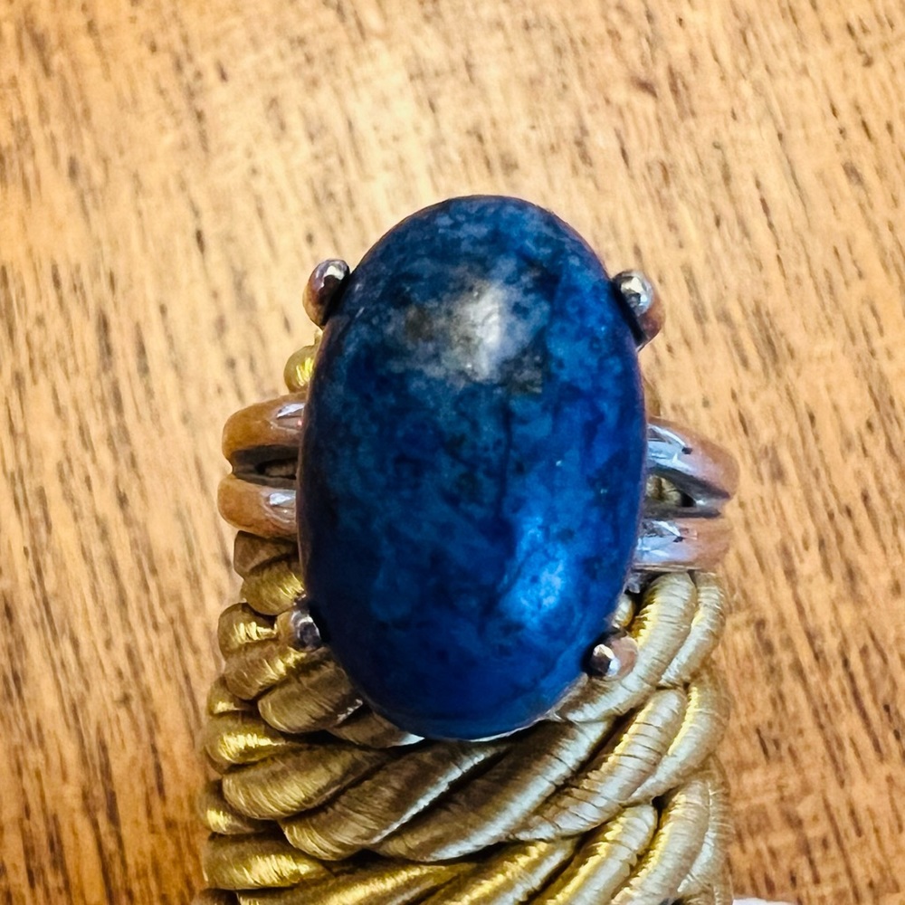 Vintage Lapis Lazuli Ring Set in Silver